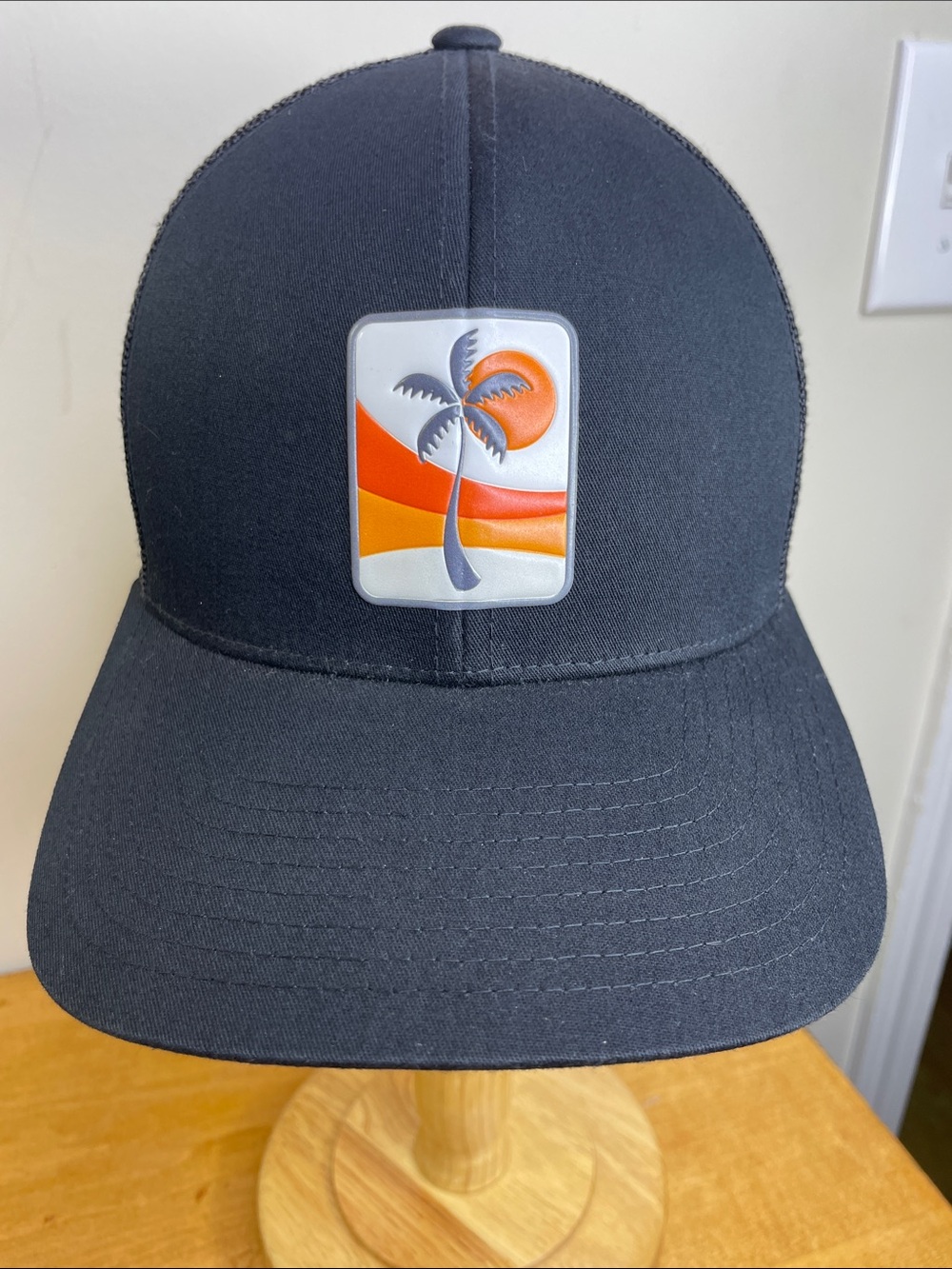 Black Pacific Trucker Hat with Palm Patch